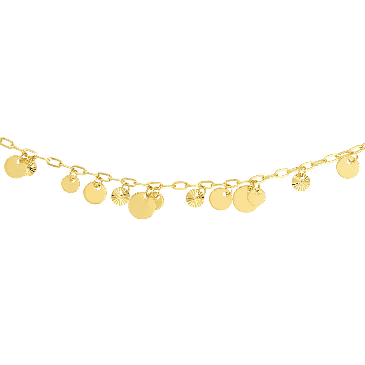 14k Gold Multi-Disc Drops Necklace