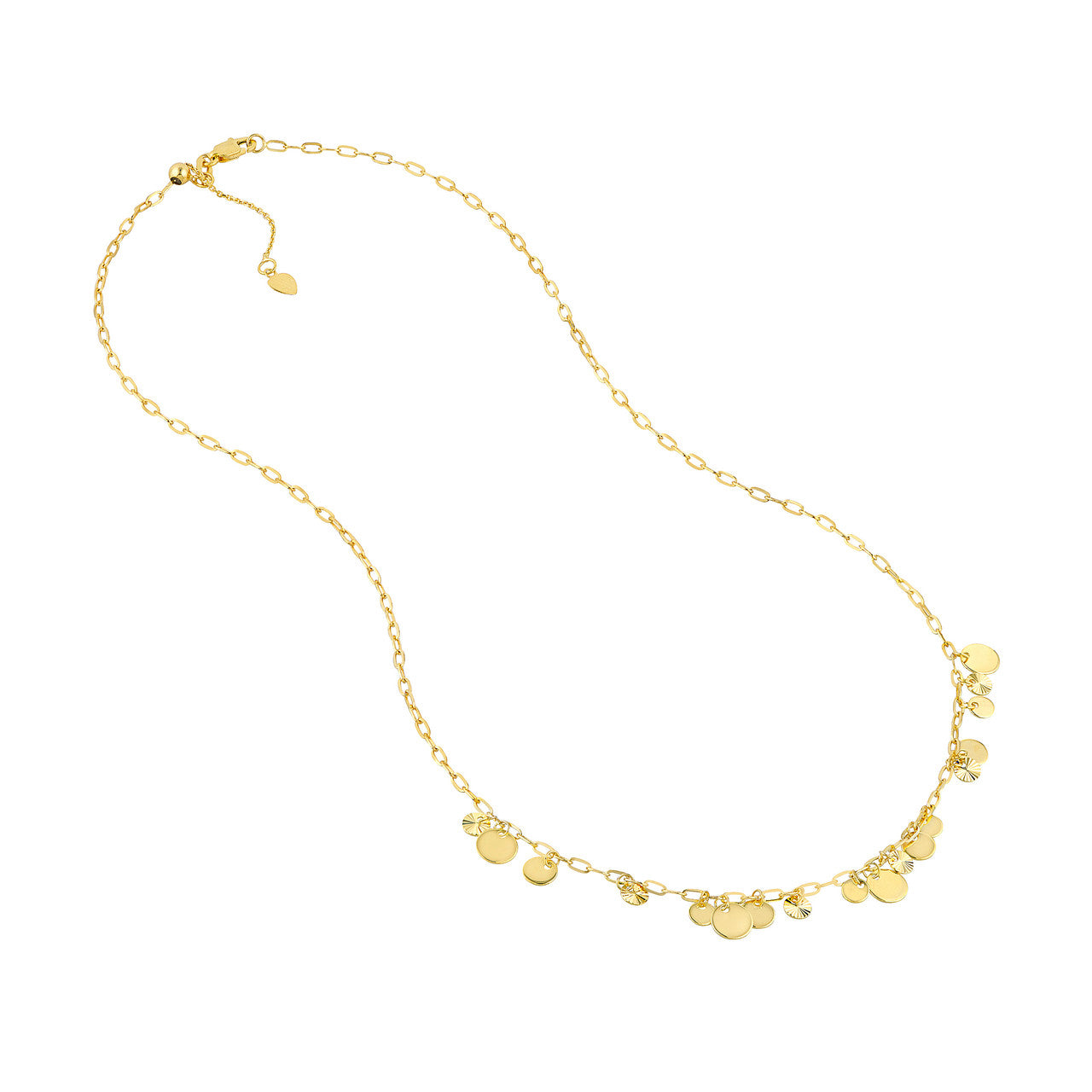 14k Gold Multi-Disc Drops Necklace