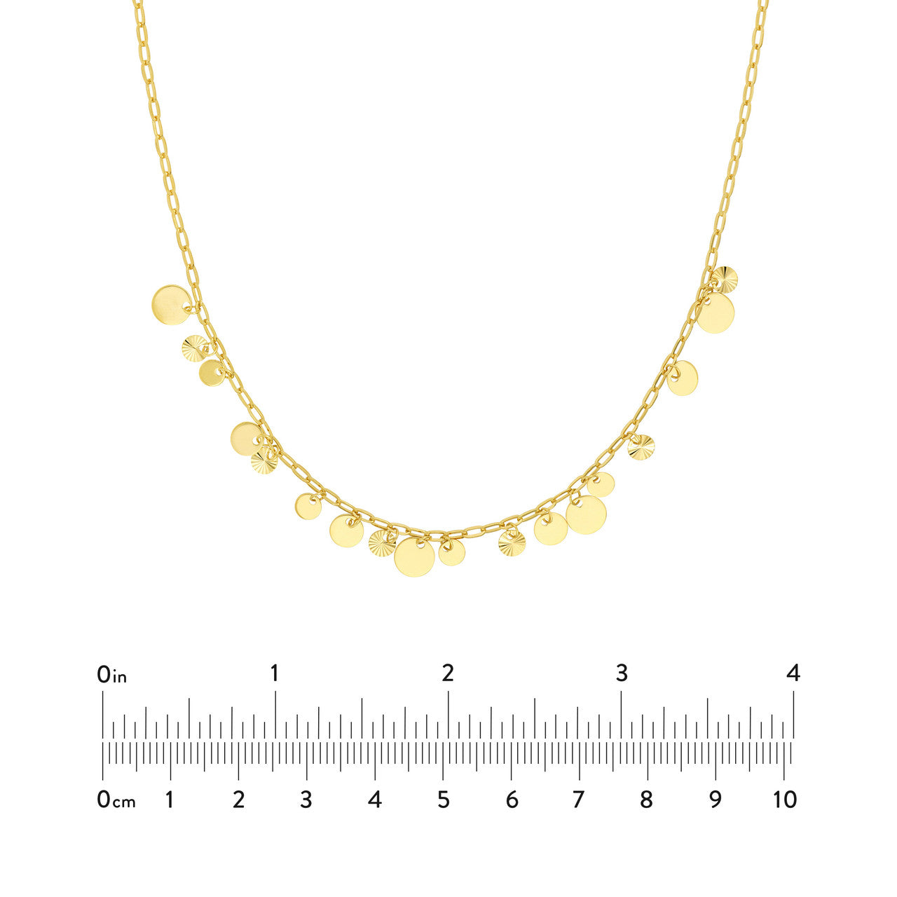 14k Gold Multi-Disc Drops Necklace