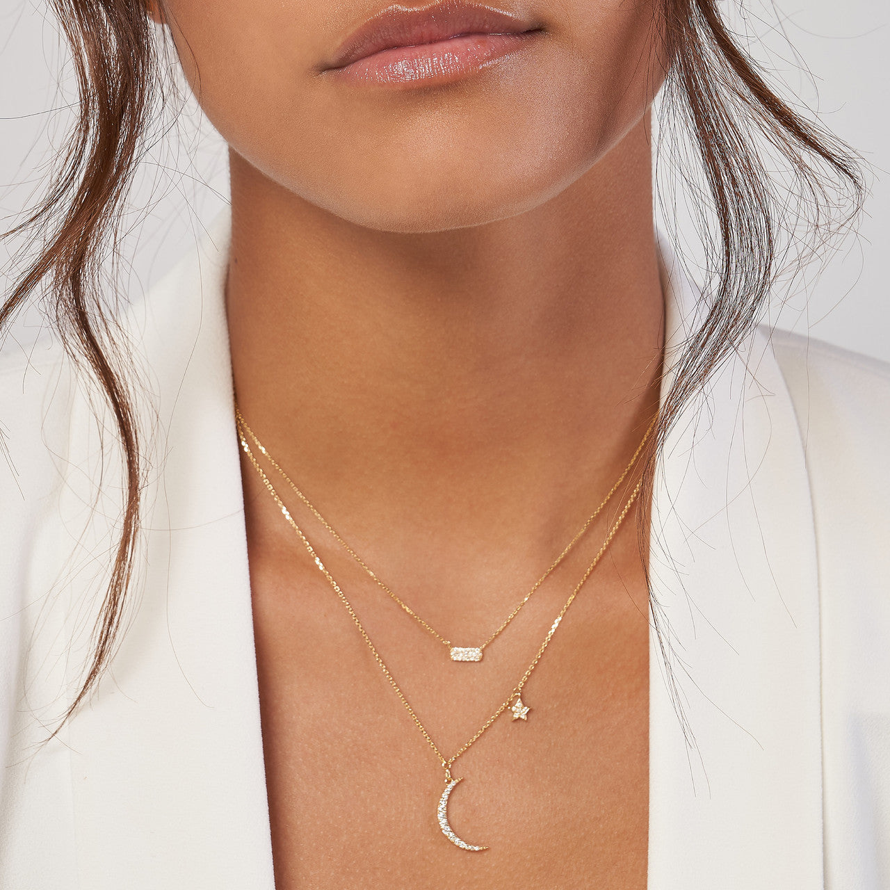 14k Gold Diamond Celestial Necklace