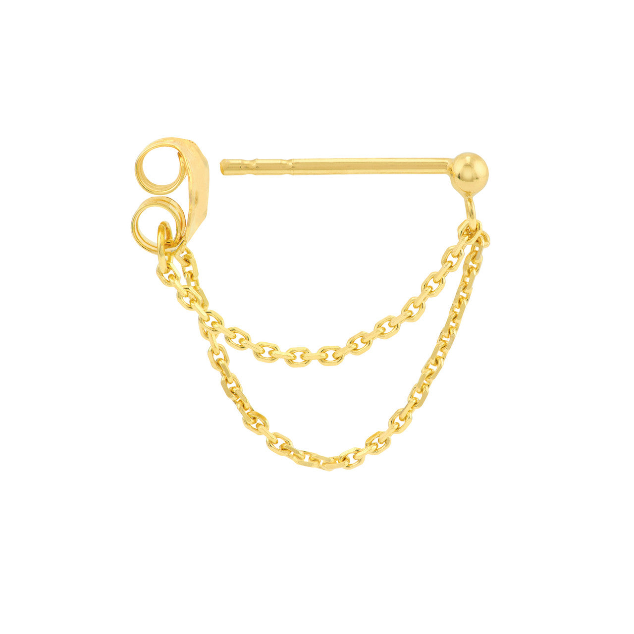 14k Gold Double Chain Drape Earrings