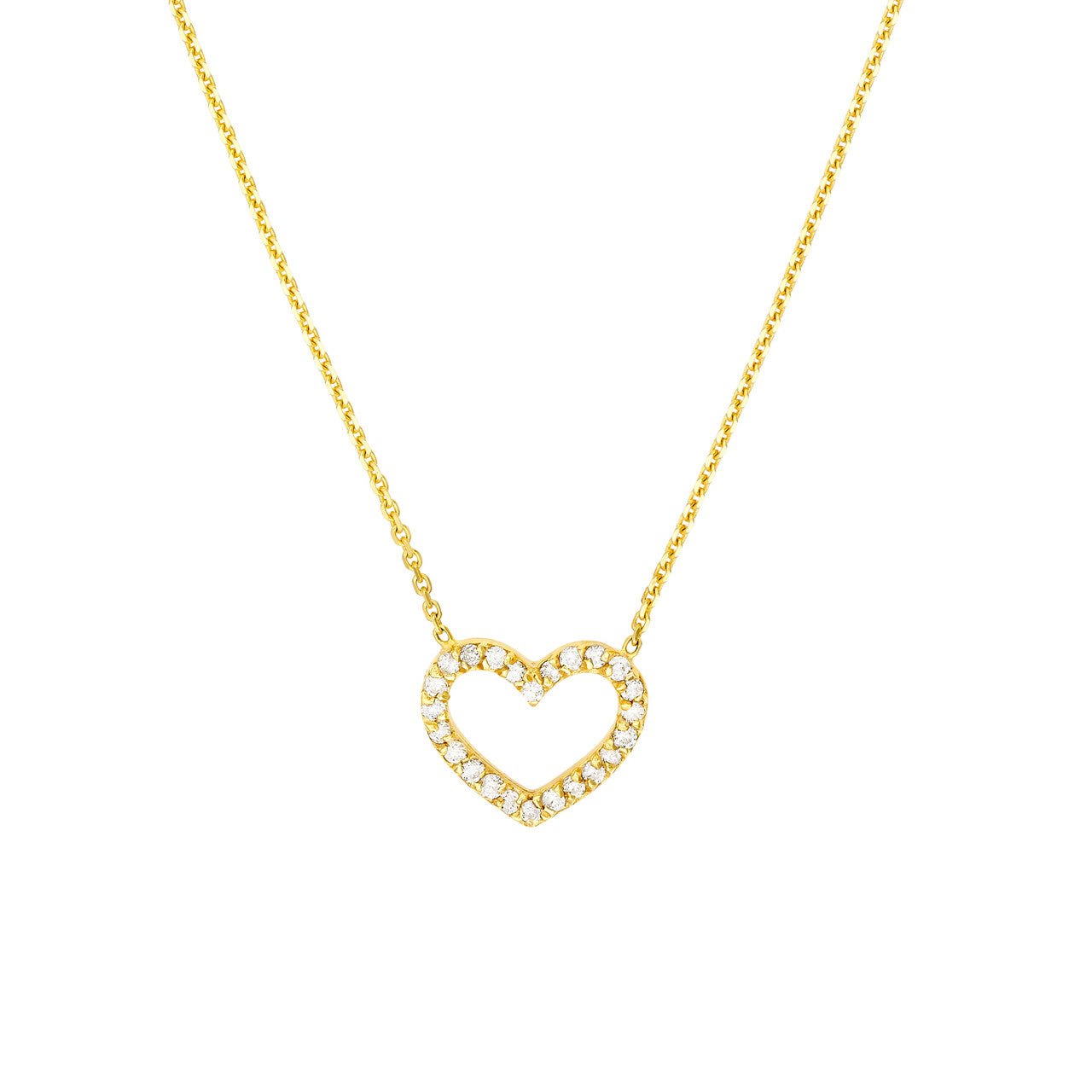 14k Gold Diamond Open Heart Necklace