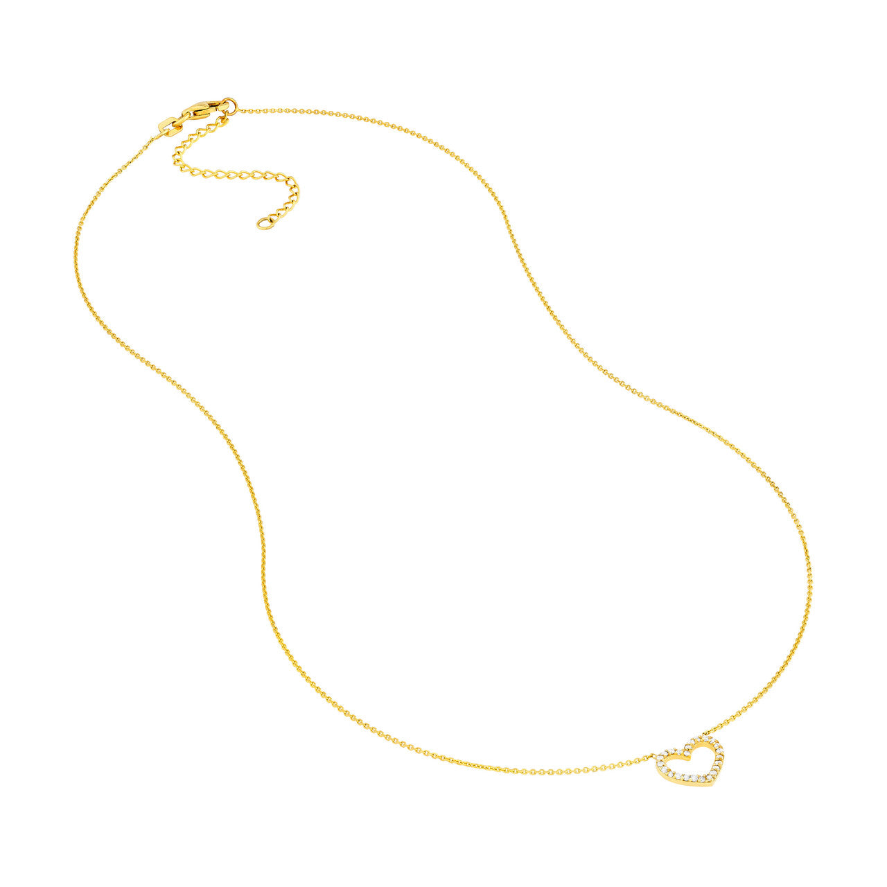 14k Gold Diamond Open Heart Necklace