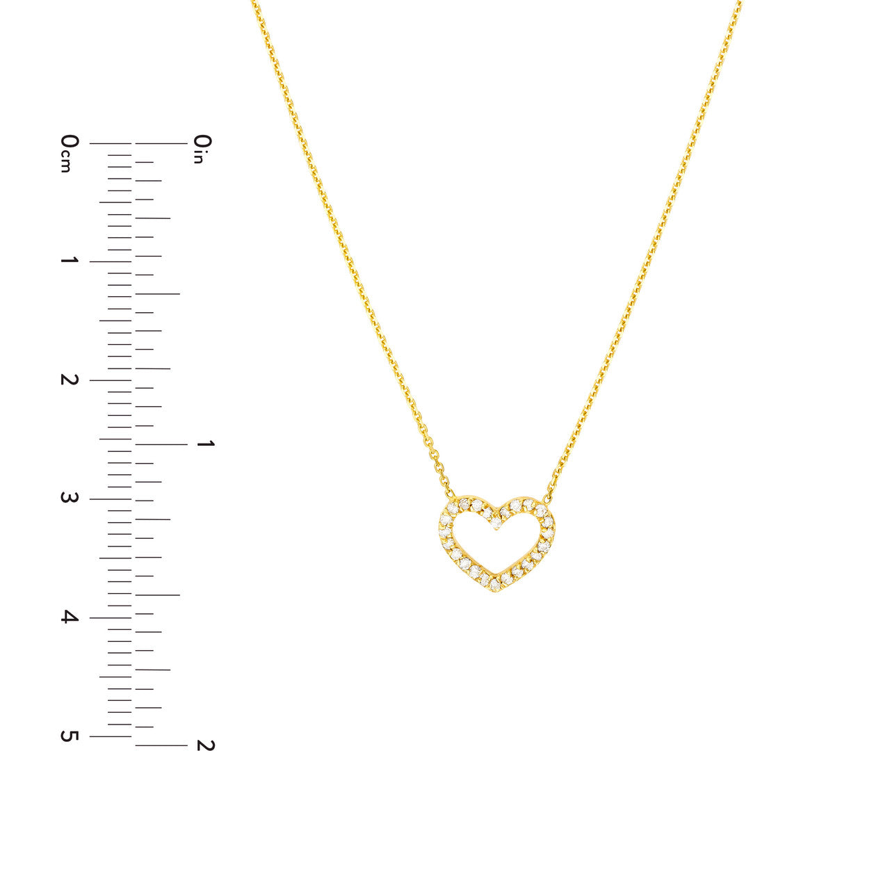 14k Gold Diamond Open Heart Necklace