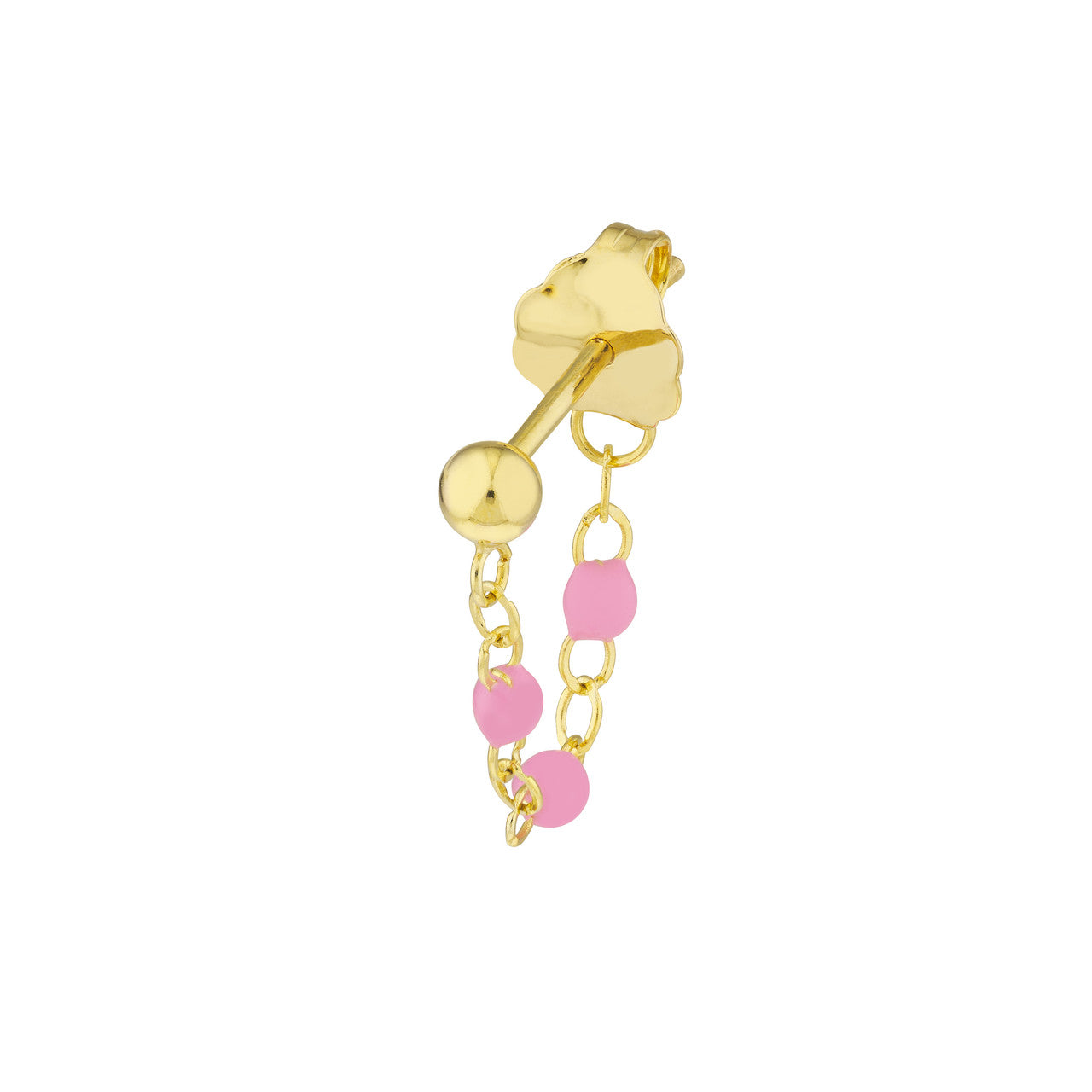 14ky Bubblegum Pink Enamel Piatto Bead Earrings