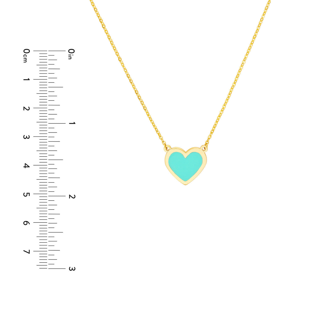 14k Gold Turquoise Enamel Heart Necklace