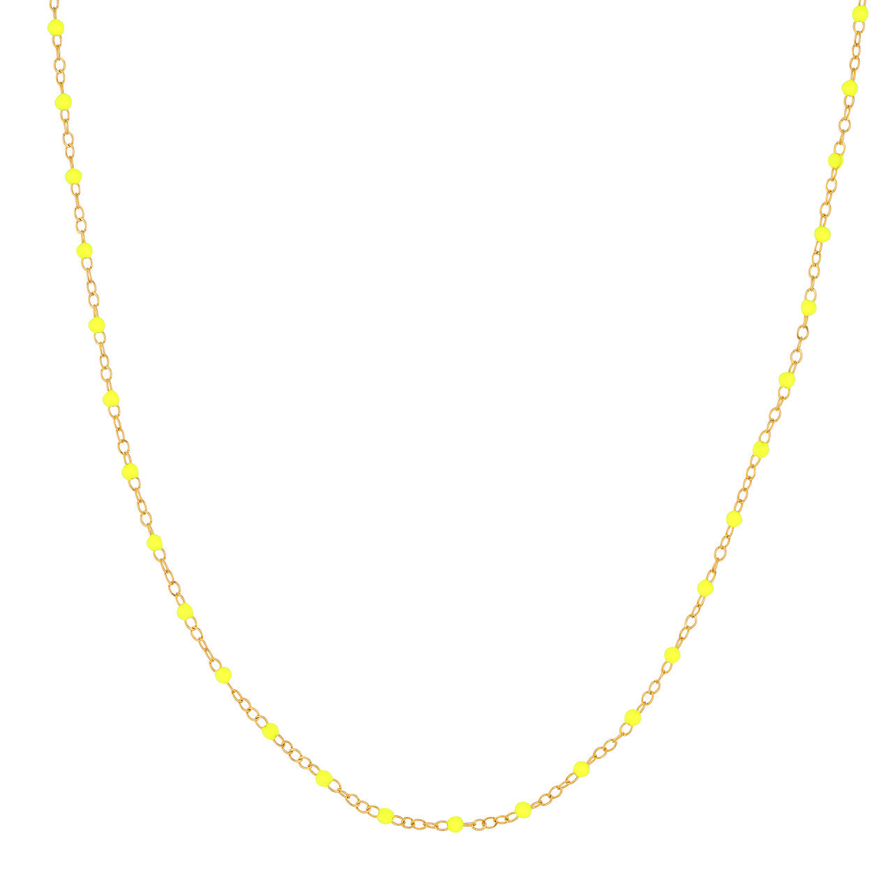 14ky Neon Yellow Enamel Piatto Bead Necklace