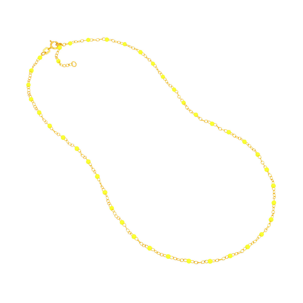 14ky Neon Yellow Enamel Piatto Bead Necklace