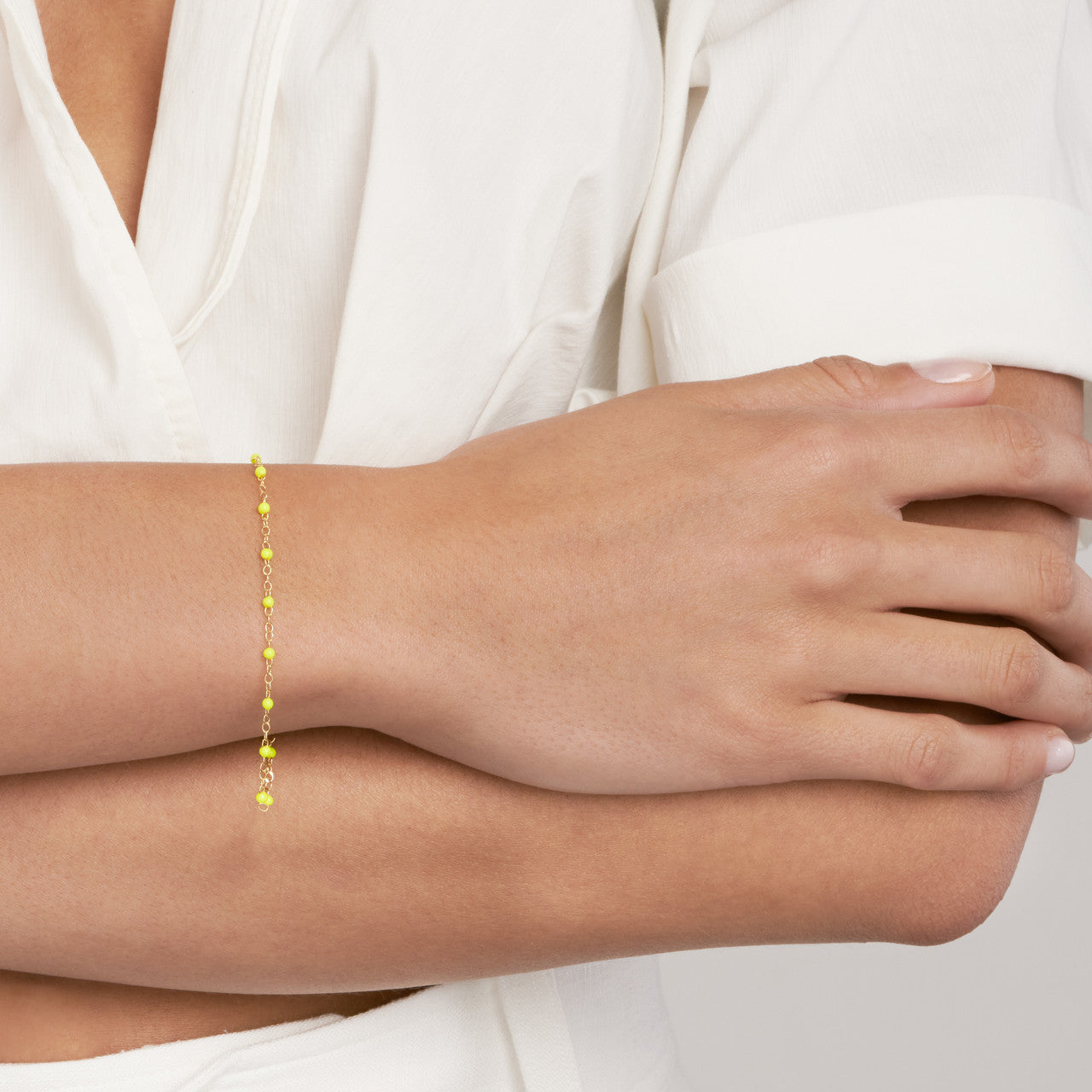 14y Neon Yellow Enamel Piatto Bead Friendship Bracelet