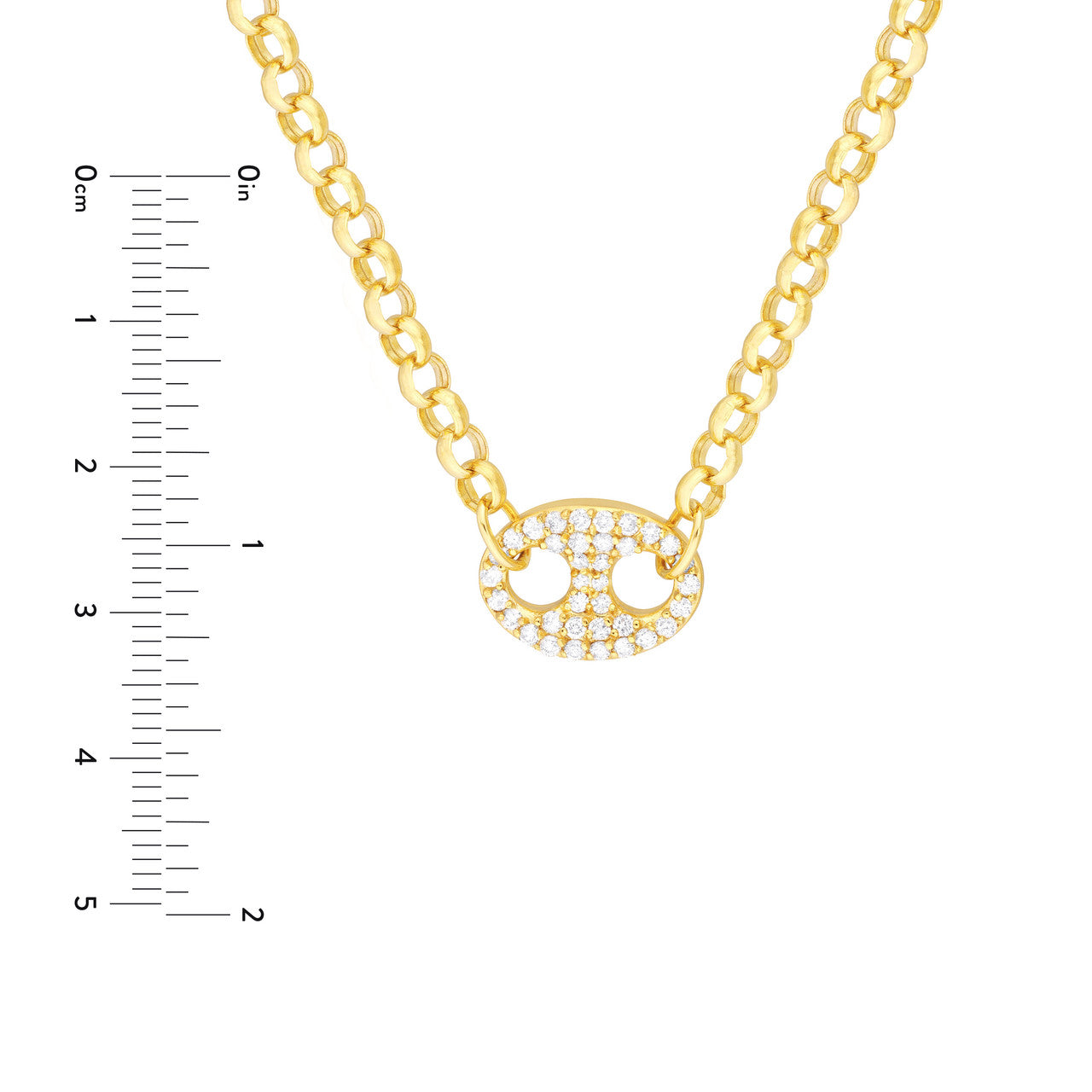 14k Gold Pave Diamond Oval Link Necklace