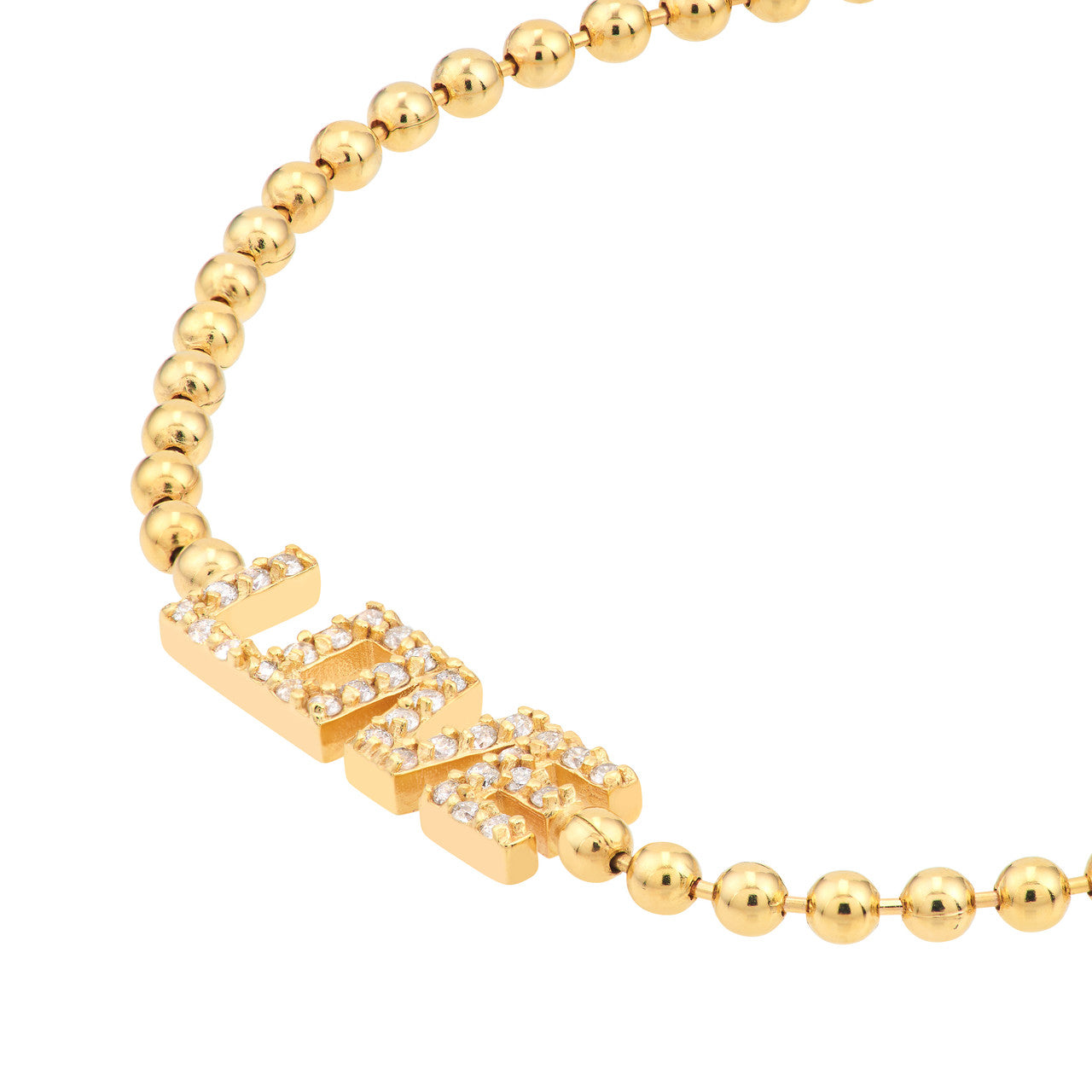 14k Gold Diamond Love Bead Bracelet