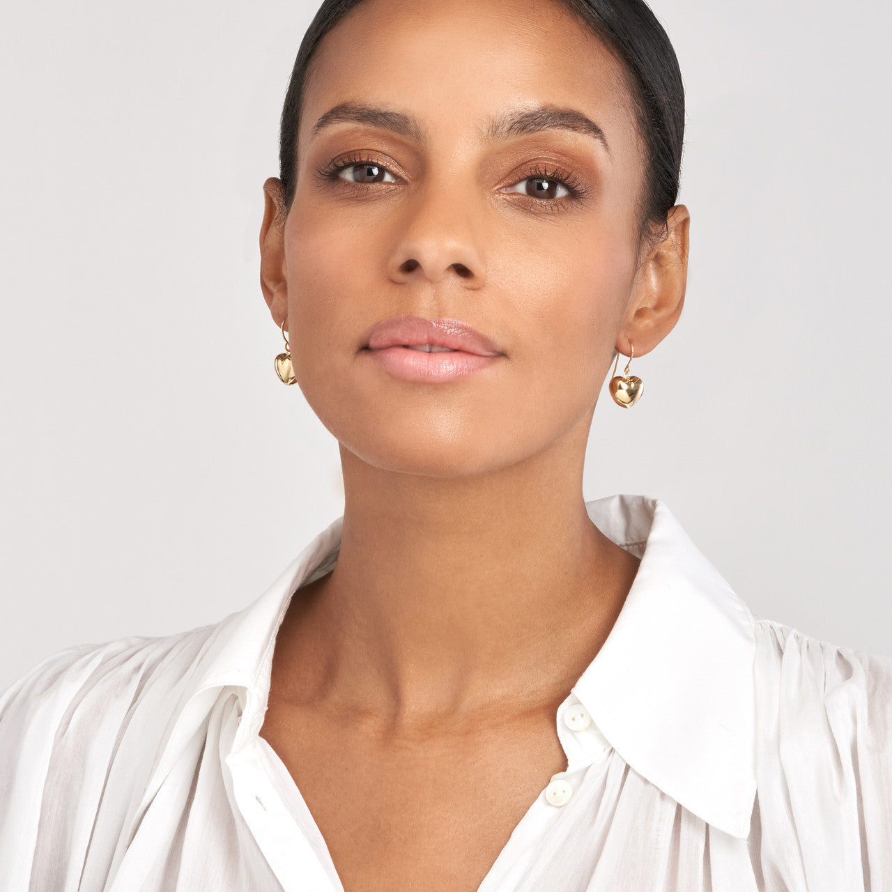14k Gold Puffed Heart Earrings