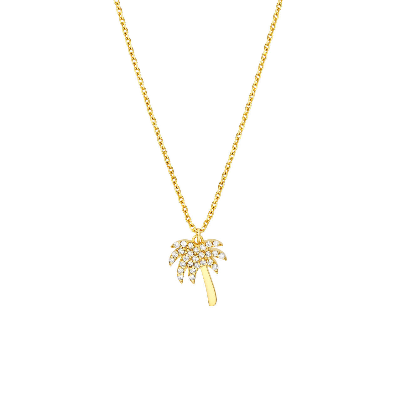 14k Gold Diamond Palm Tree Necklace