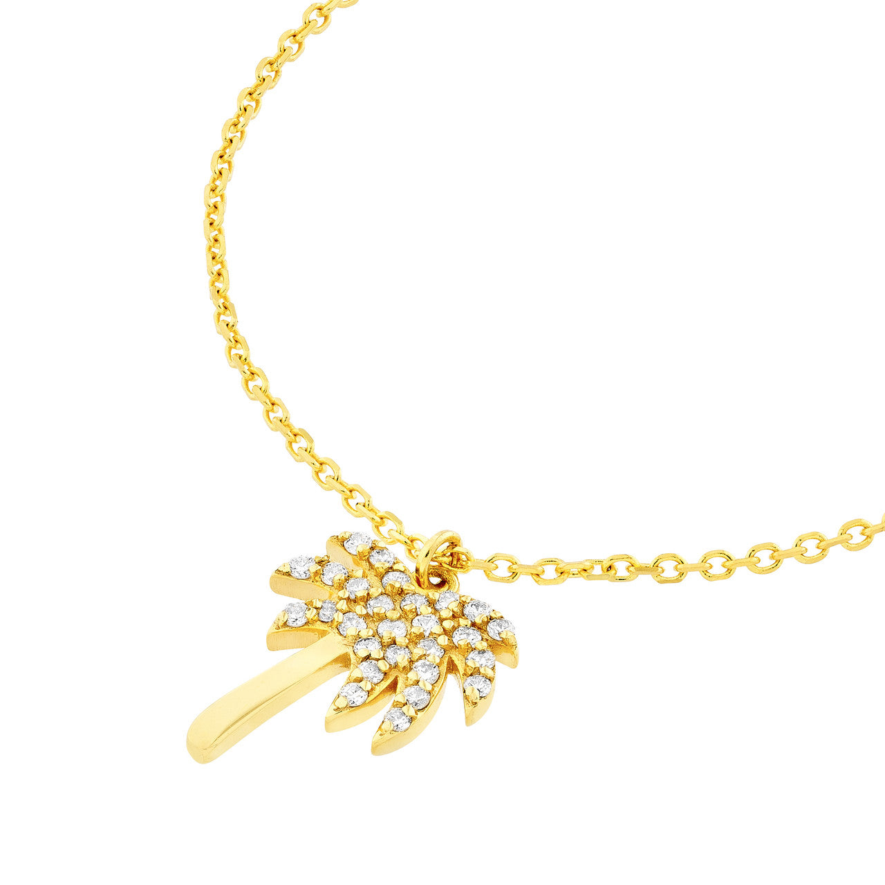 14k Gold Diamond Palm Tree Necklace