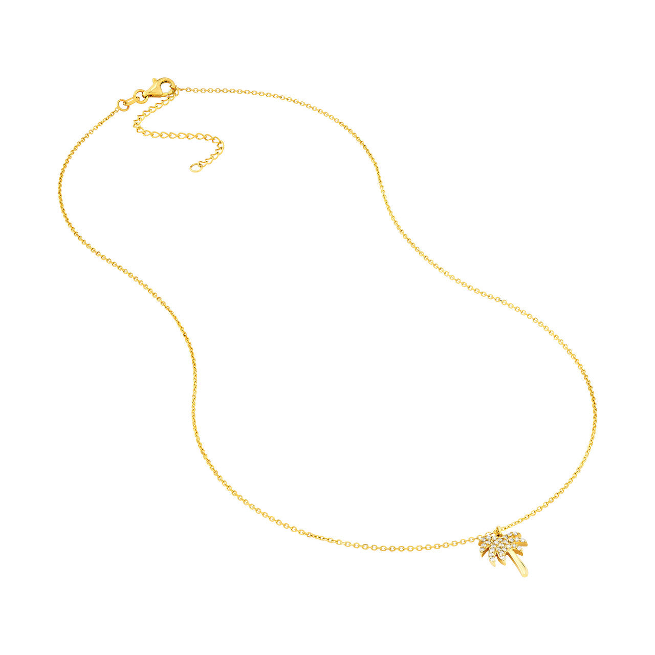 14k Gold Diamond Palm Tree Necklace
