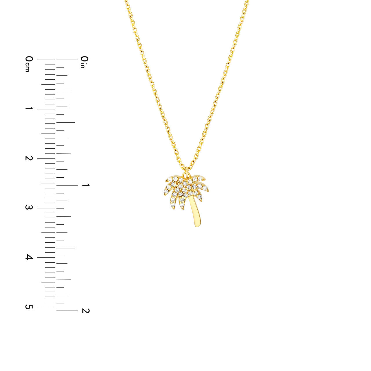 14k Gold Diamond Palm Tree Necklace
