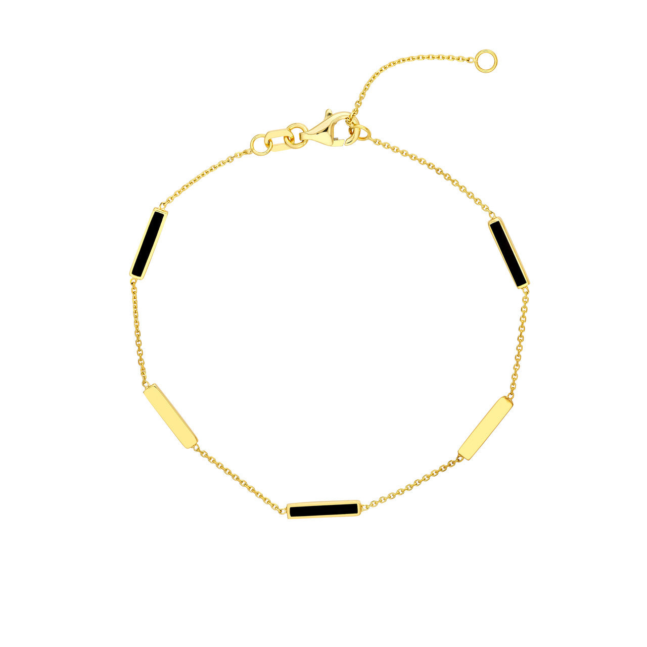 14k Gold Black Enamel Bar Bacelet
