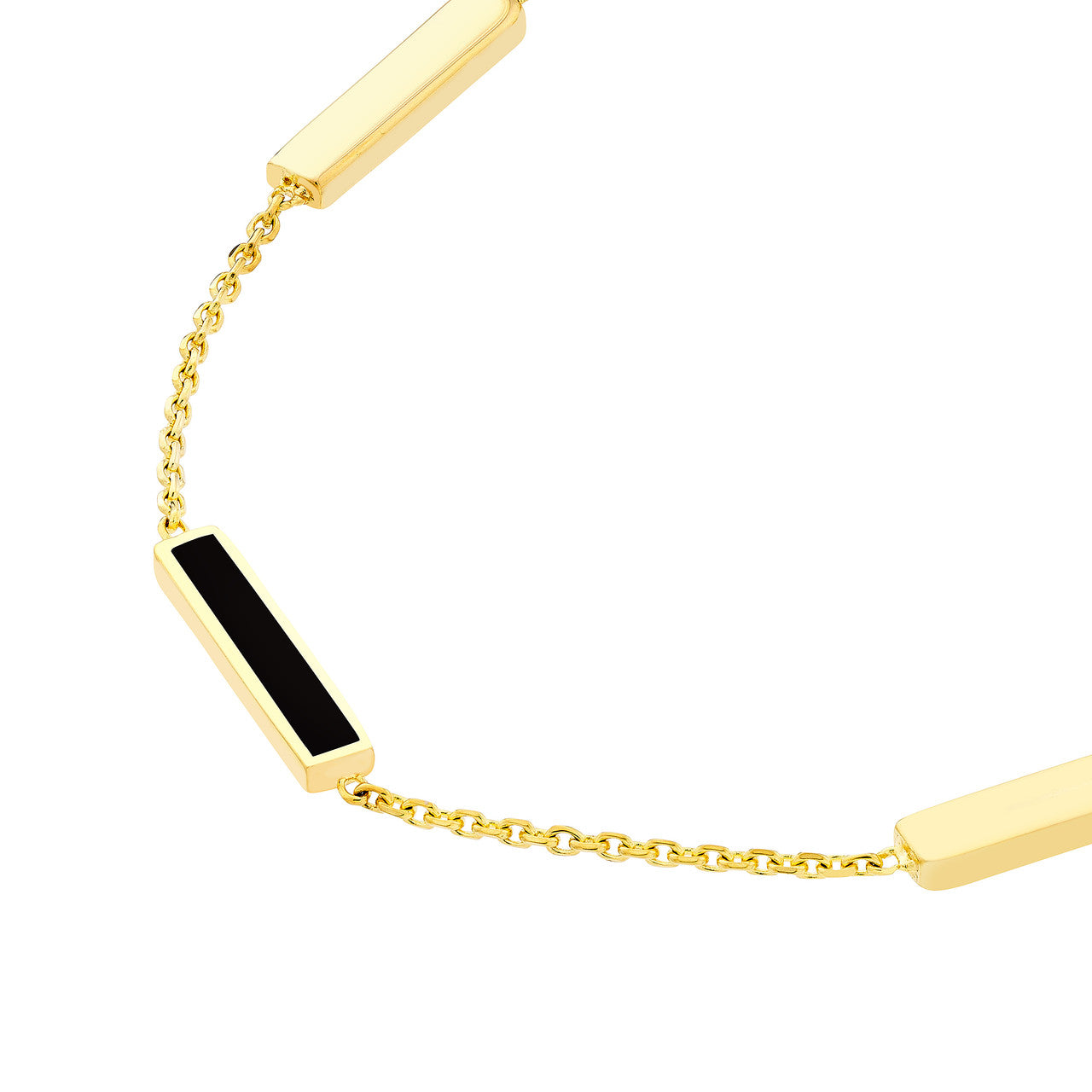 14k Gold Black Enamel Bar Bacelet