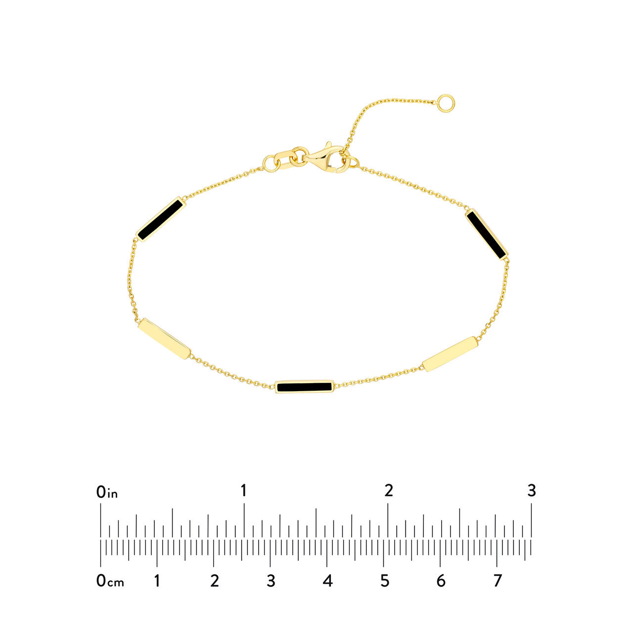 14k Gold Black Enamel Bar Bacelet