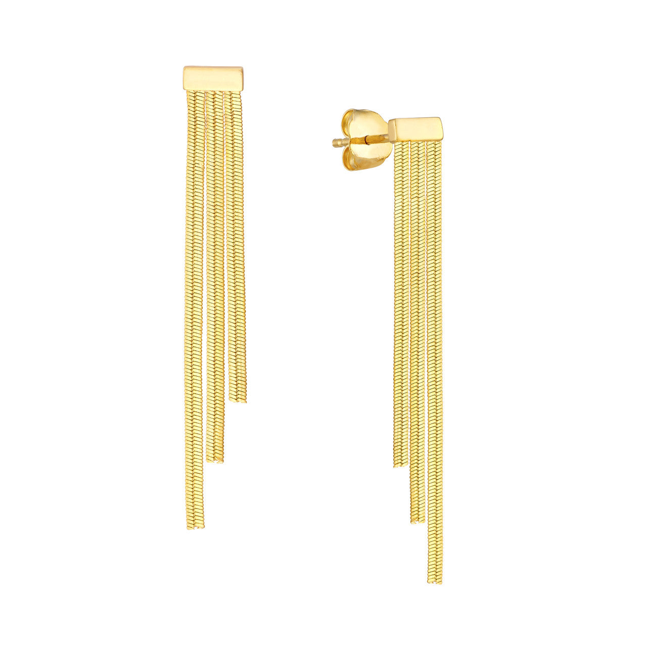 14k Gold Triple Herringbone Chain Earrings