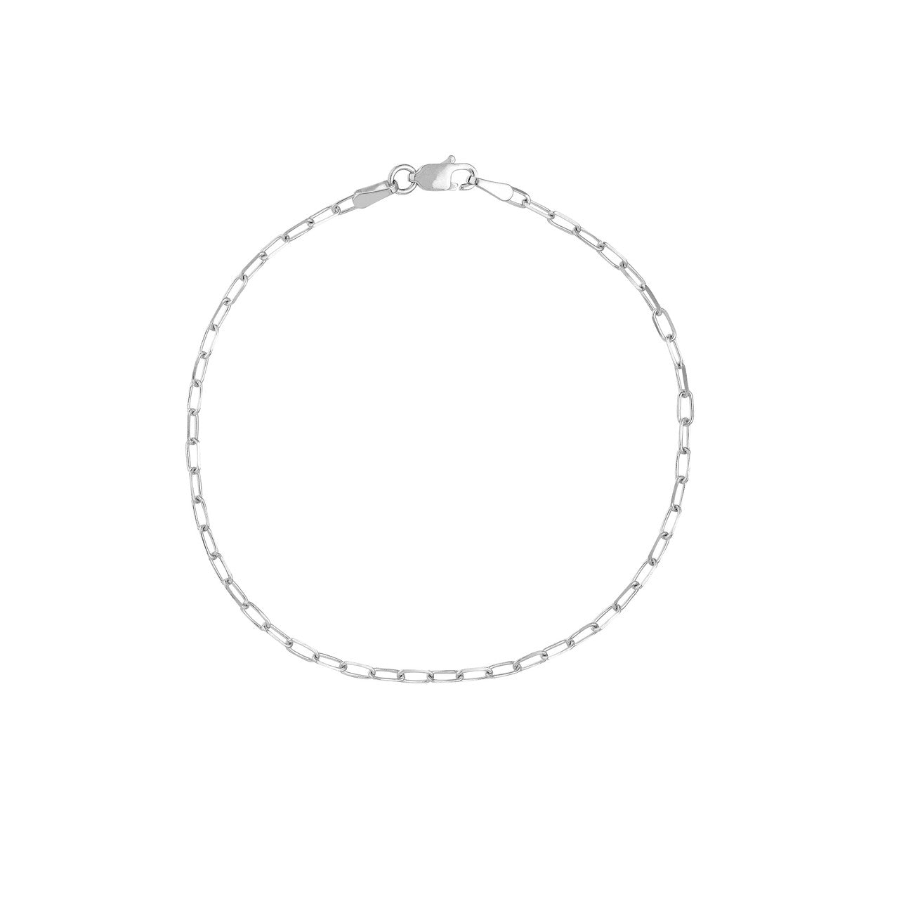 14k Paperclip Dainty Bracelet - White Gold