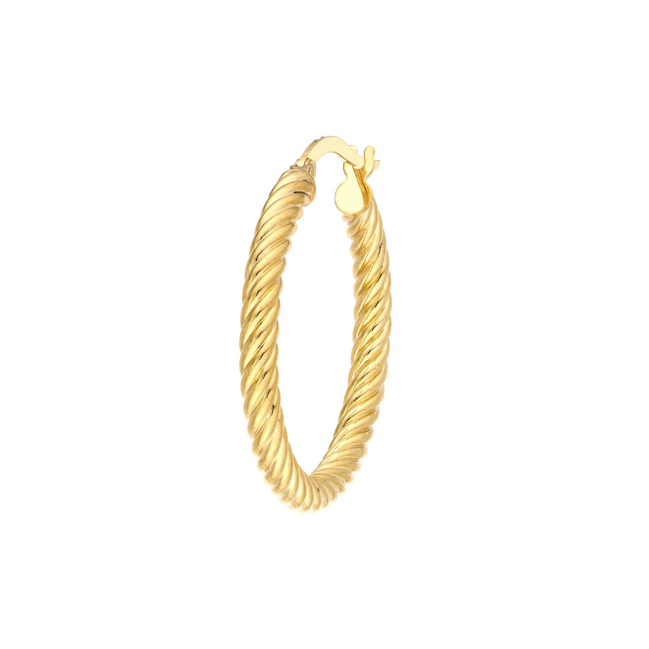 14k Gold Cable Hoop Earrings Medium