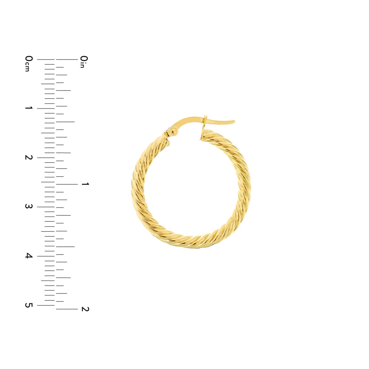 14k Gold Cable Hoop Earrings Medium
