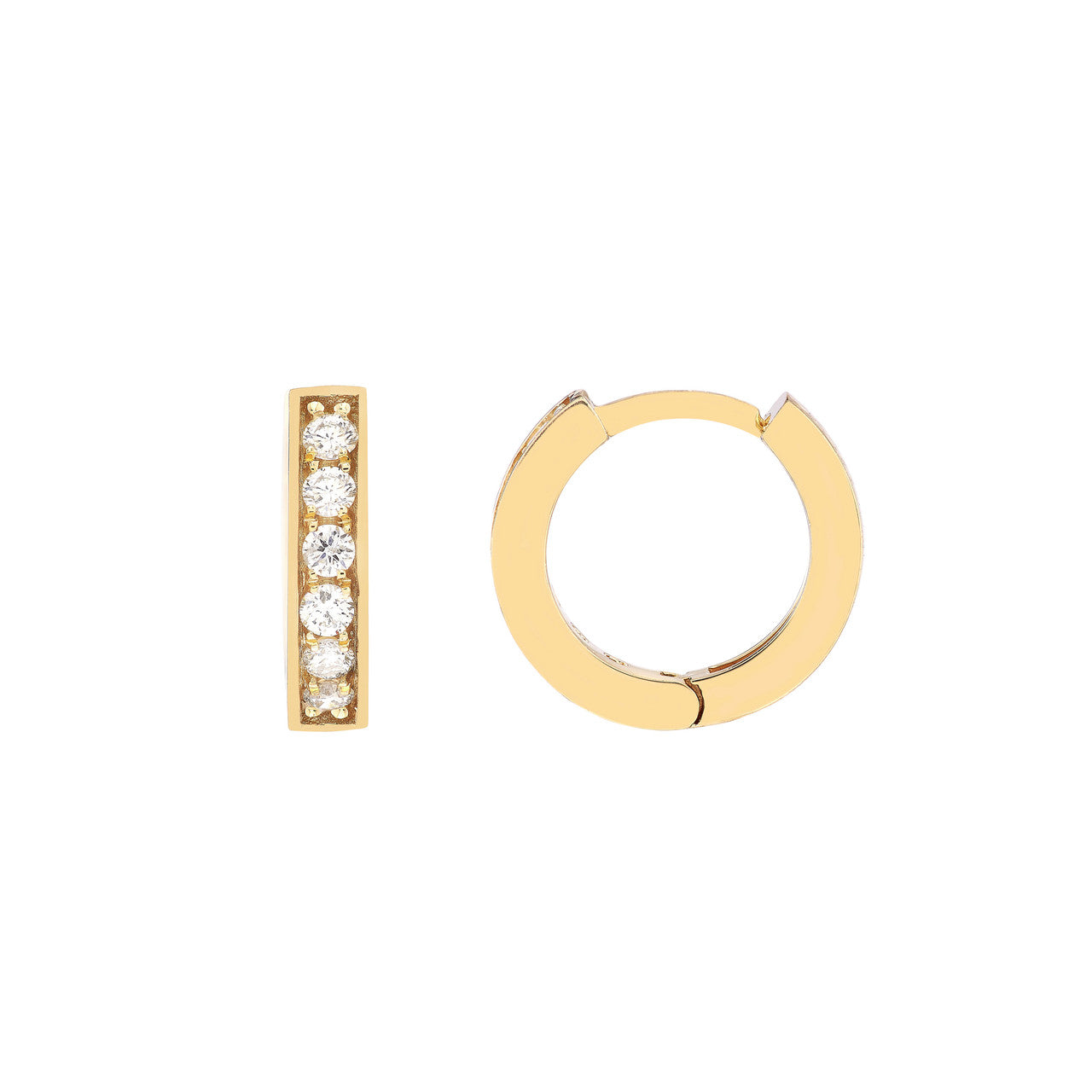 14k Gold .15tw Diamond Huggie Earrings