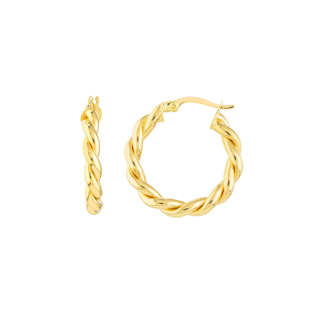 14k Gold Twist Medium Hoop Earrings