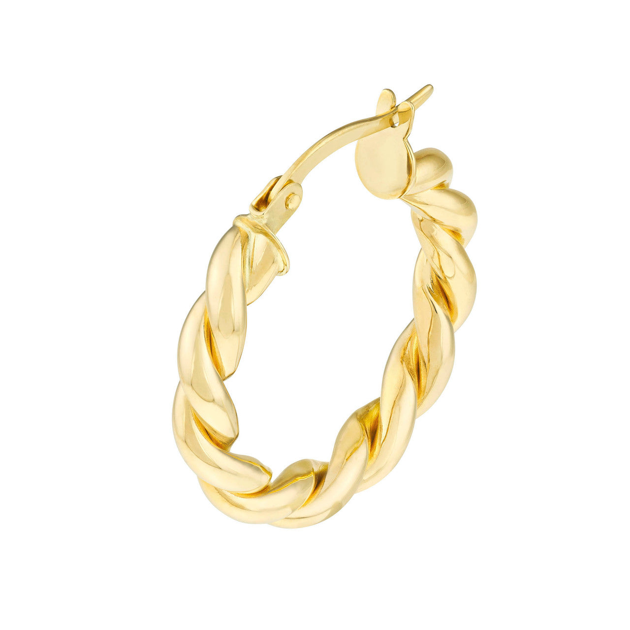 14k Gold Twist Medium Hoop Earrings