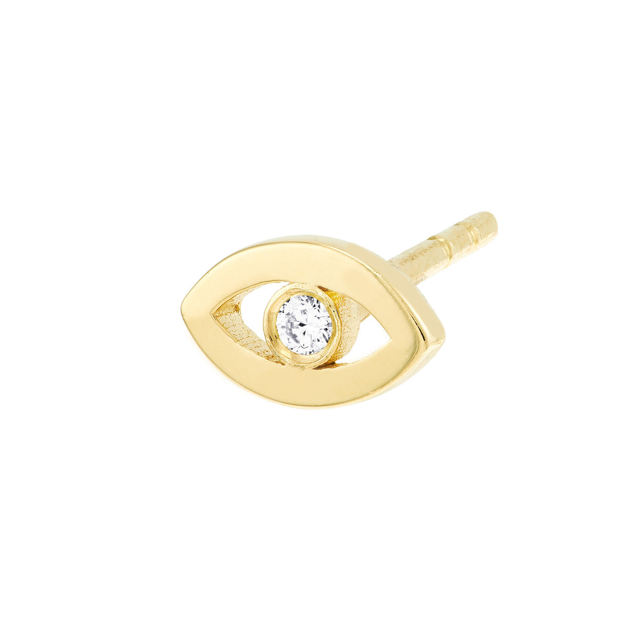 14k Gold Petite Diamond Evil Eye Stud Earrings
