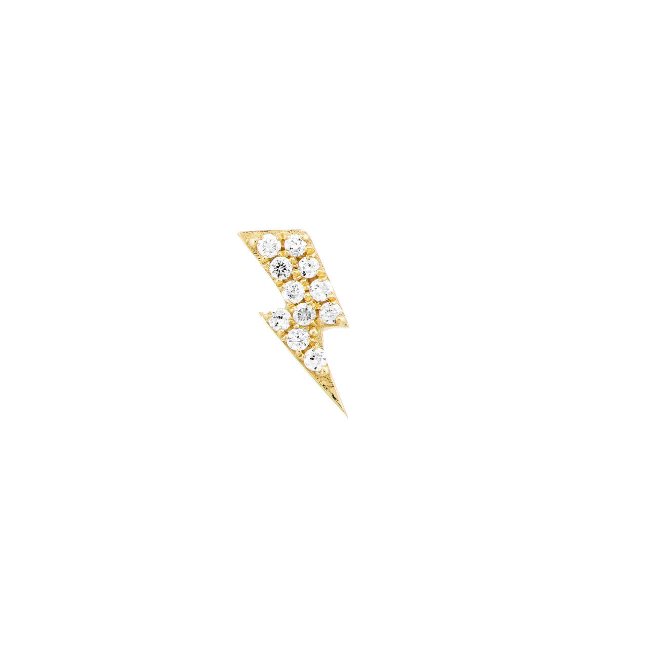 14k Gold Mini Diamond Lightning Stud Earrings