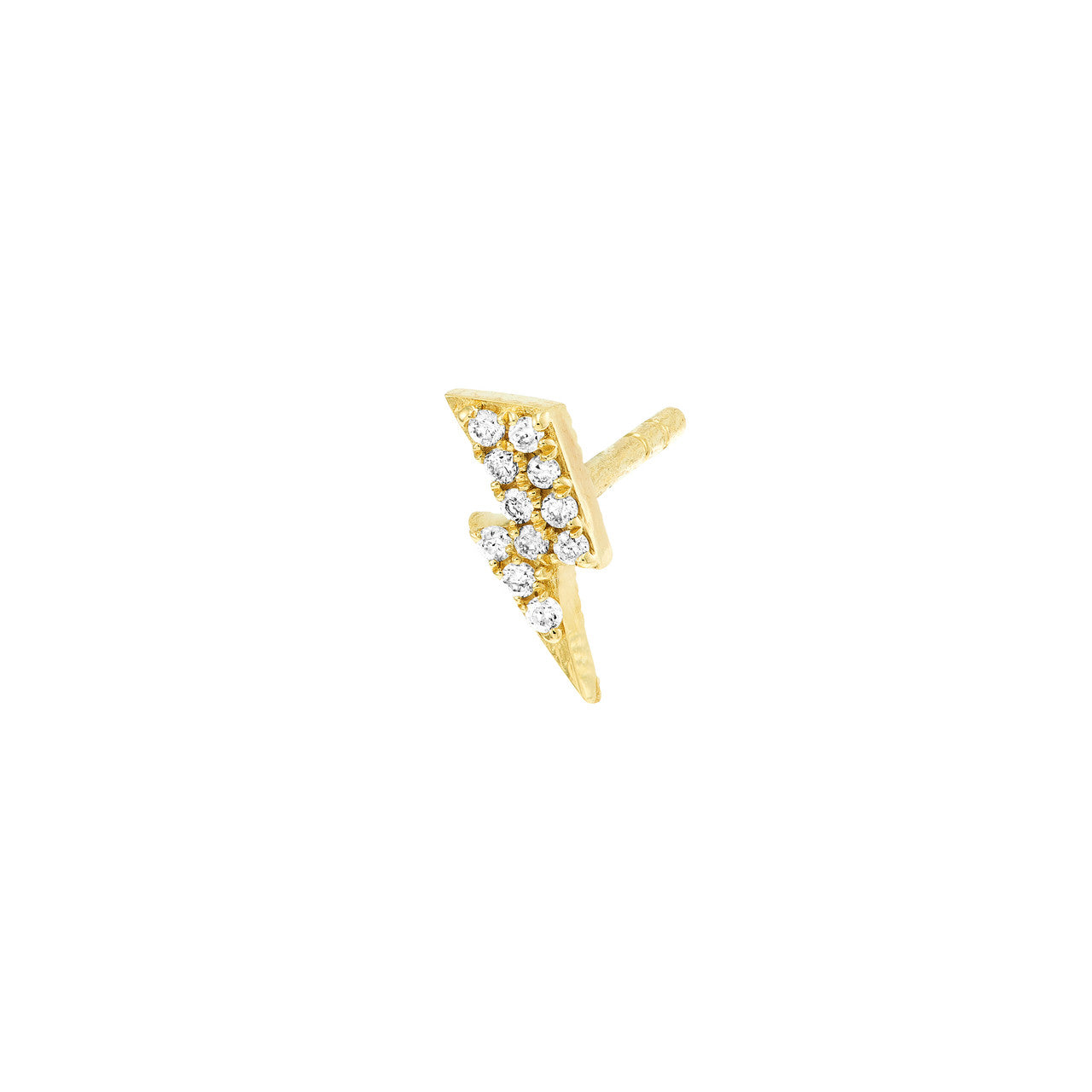 14k Gold Mini Diamond Lightning Stud Earrings