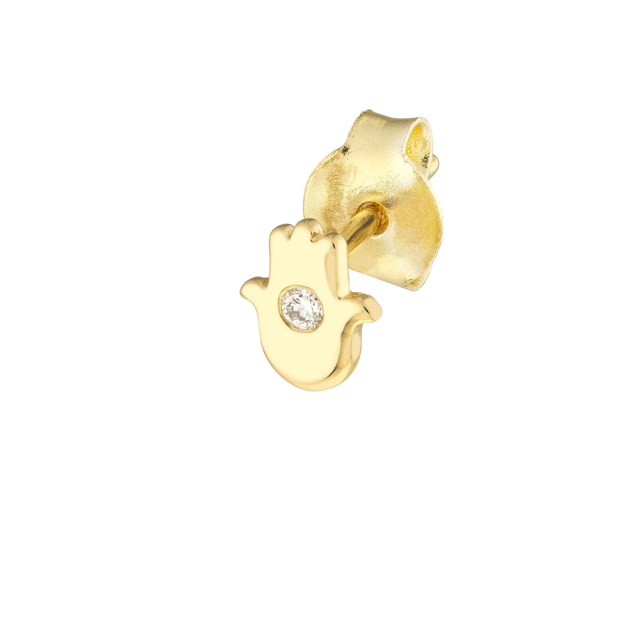 14k Gold Petite Diamond Hamsa Stud Earrings