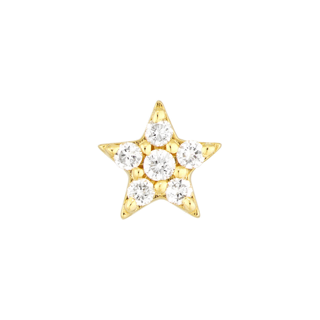 14k Gold Mini Diamond Star Stud Earrings