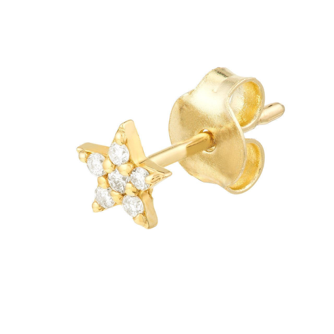 14k Gold Mini Diamond Star Stud Earrings