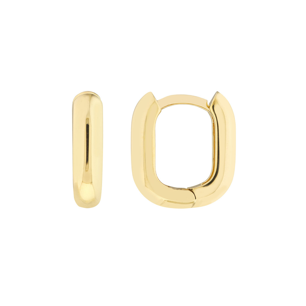 14k Elongated Huggie Earrings
