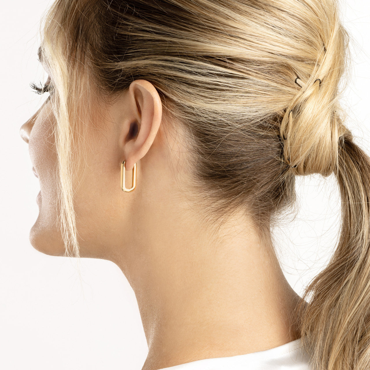 14K Elongated Hoop Earrings