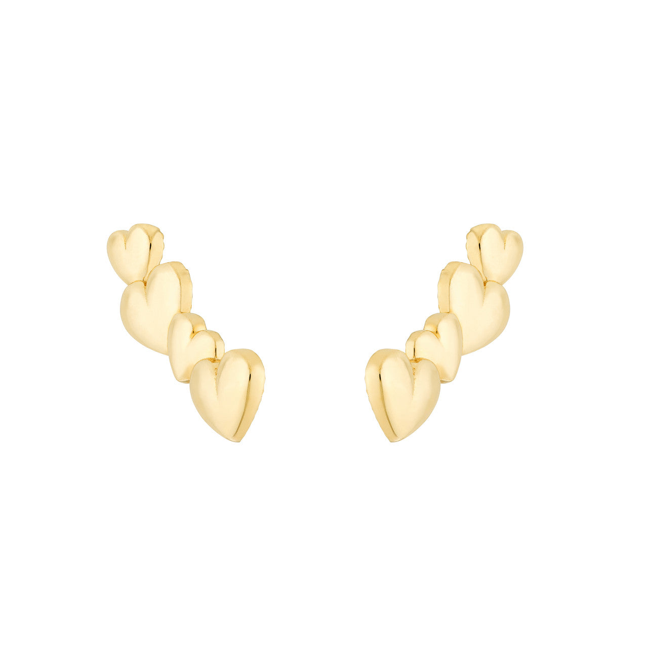 14k Gold Heart Ear Climbers