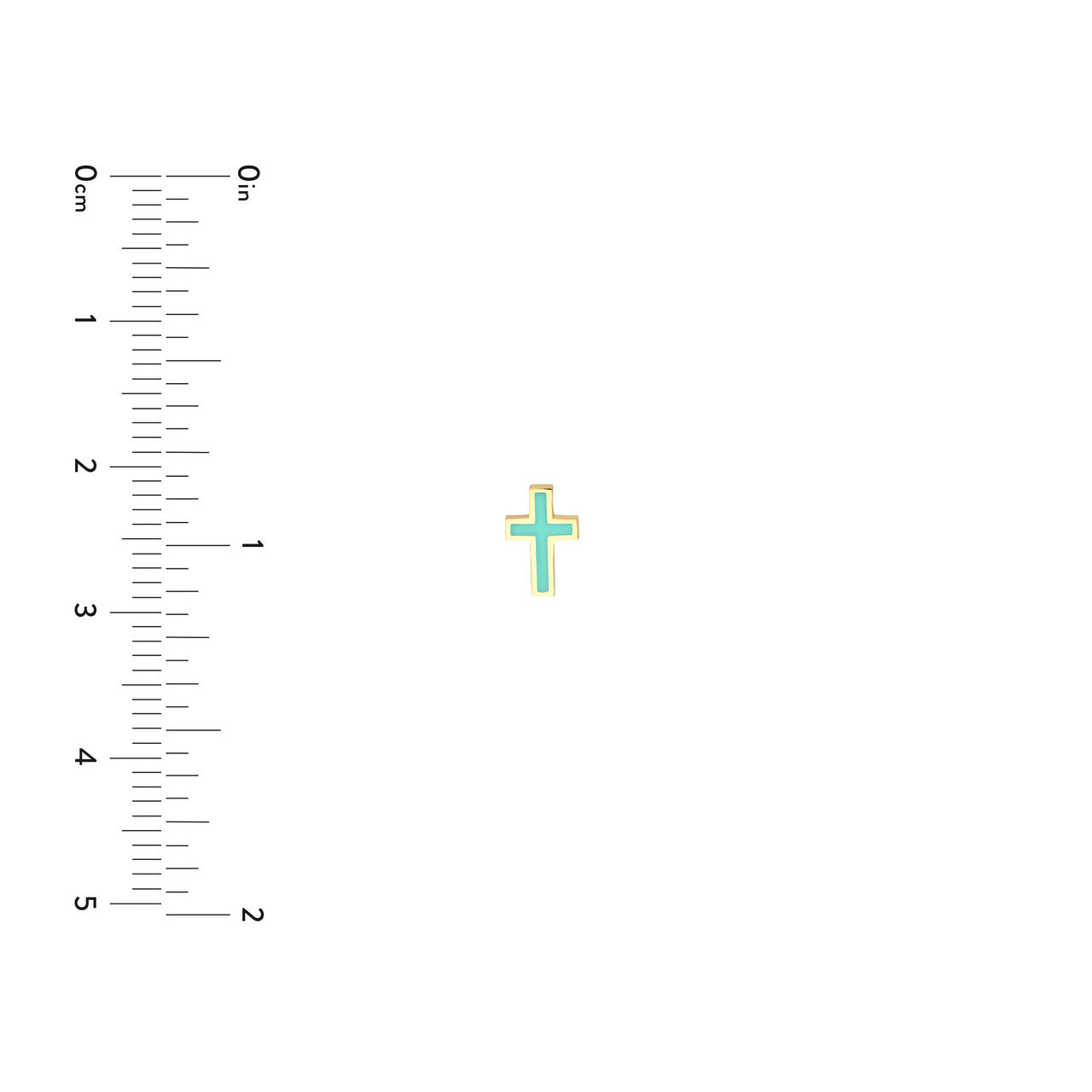 14k Gold Mint Green Enamel Cross Stud Earrings