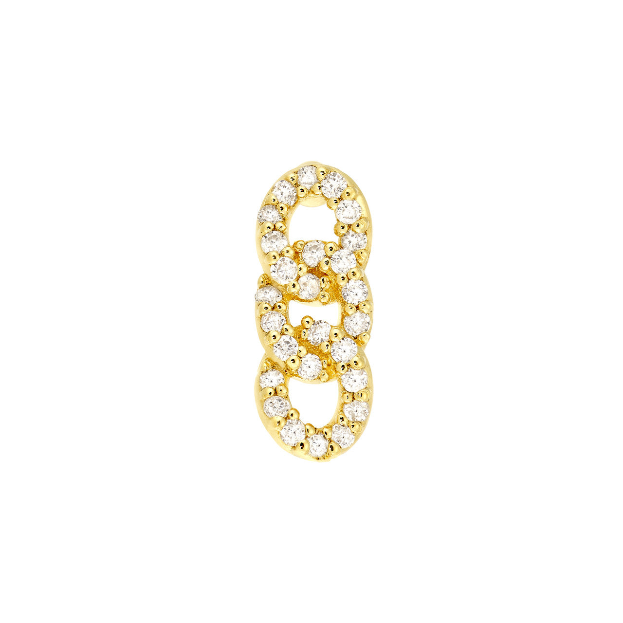 14k Gold Diamond Triple Link Earrings