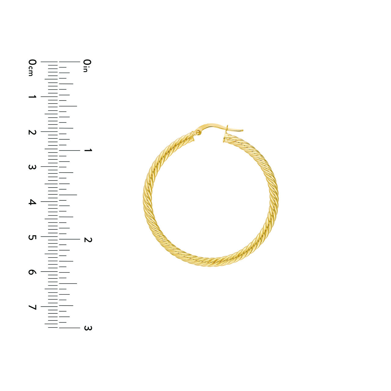 14k Gold Cable Hoop Earrings Large