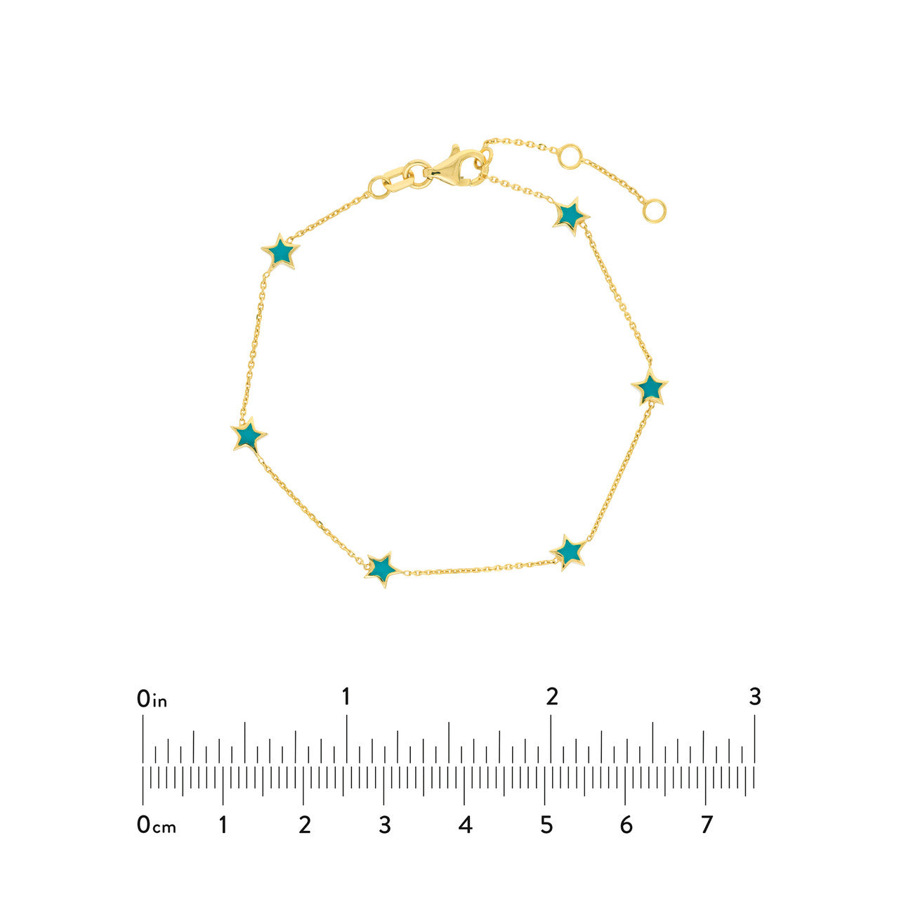 14k Gold Teal Enamel Star Bracelet