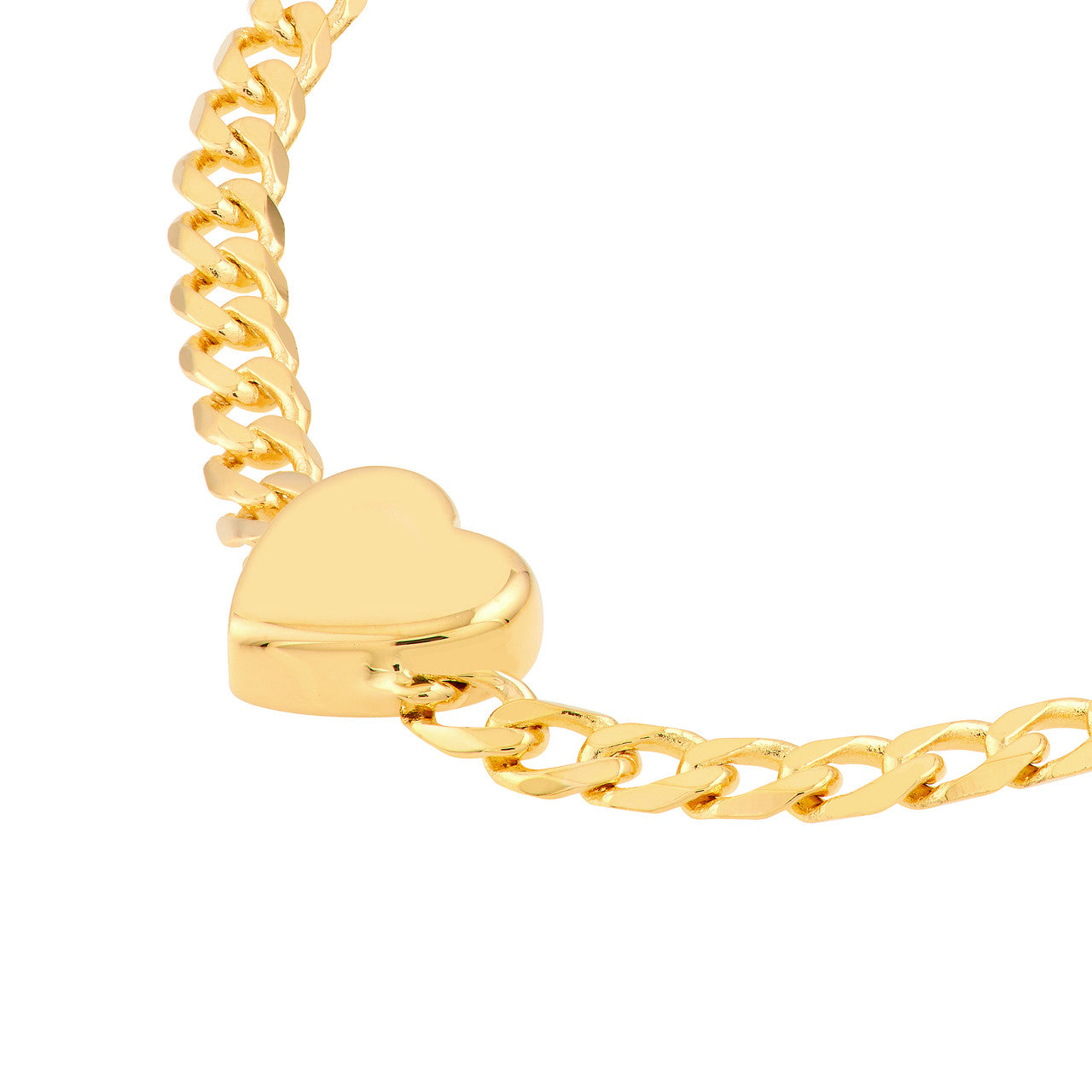 14k Gold Heart on Curb Cain