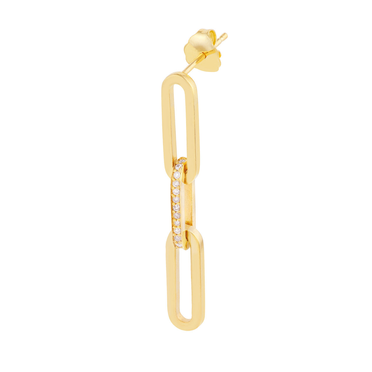 14k Gold Diamond Paperclip Earrings