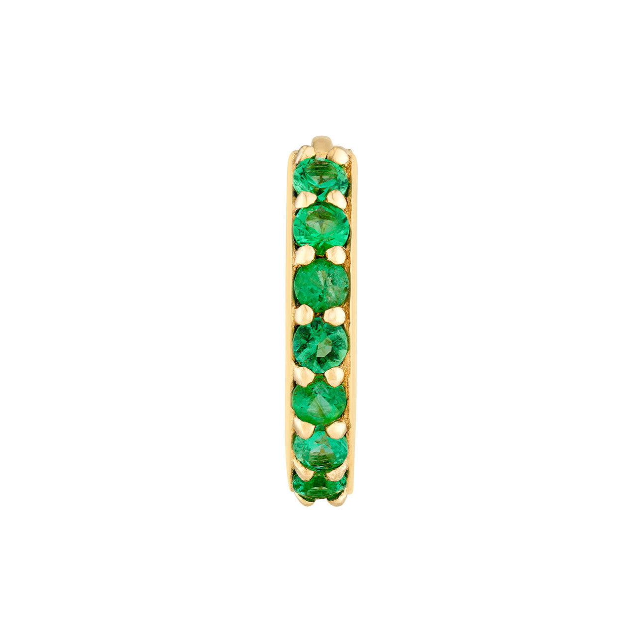 14k Gold Emerald Huggie Earrings