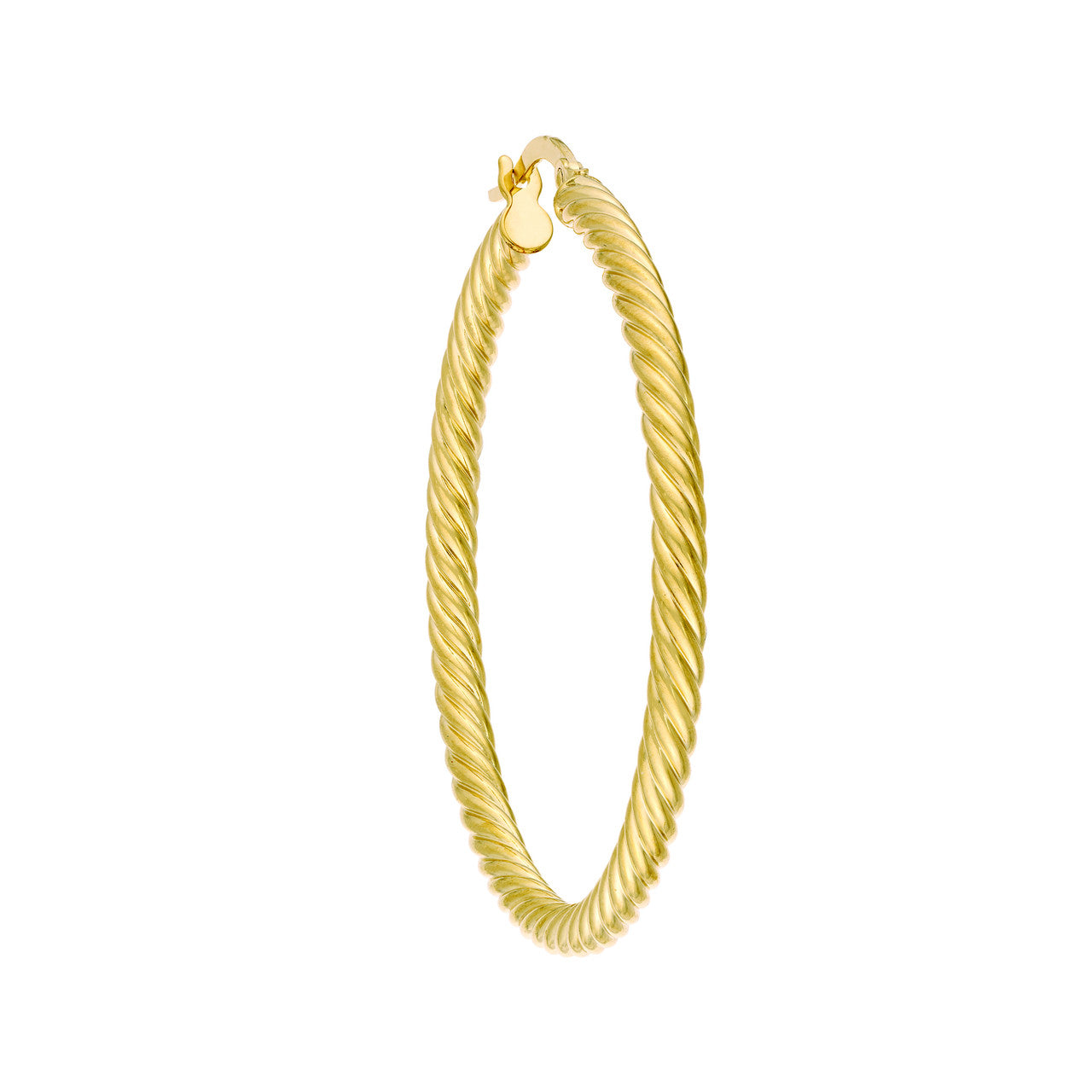 14k Gold Cable Hoop Earrings Large
