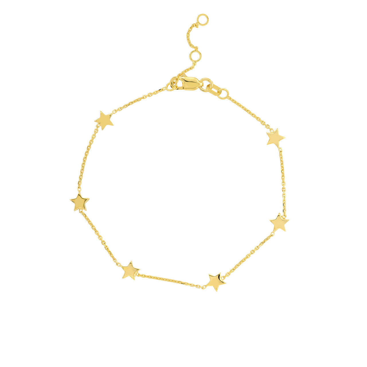 14k Gold Star Station Bracelet