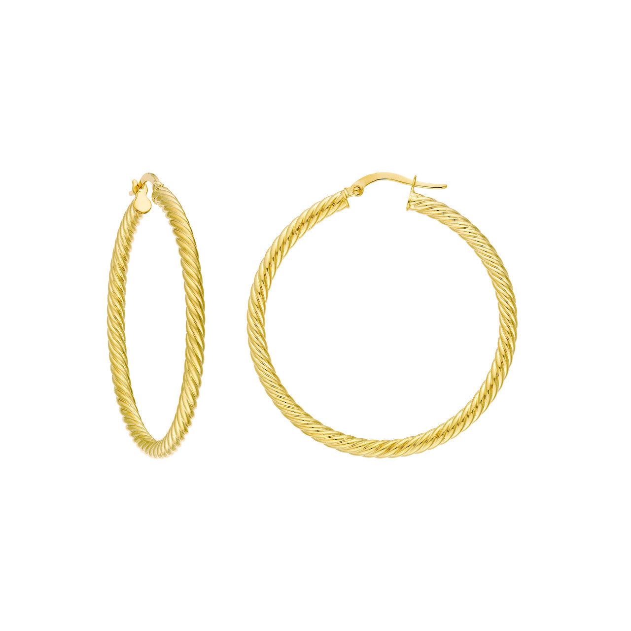 14k Gold Cable Hoop Earrings Large