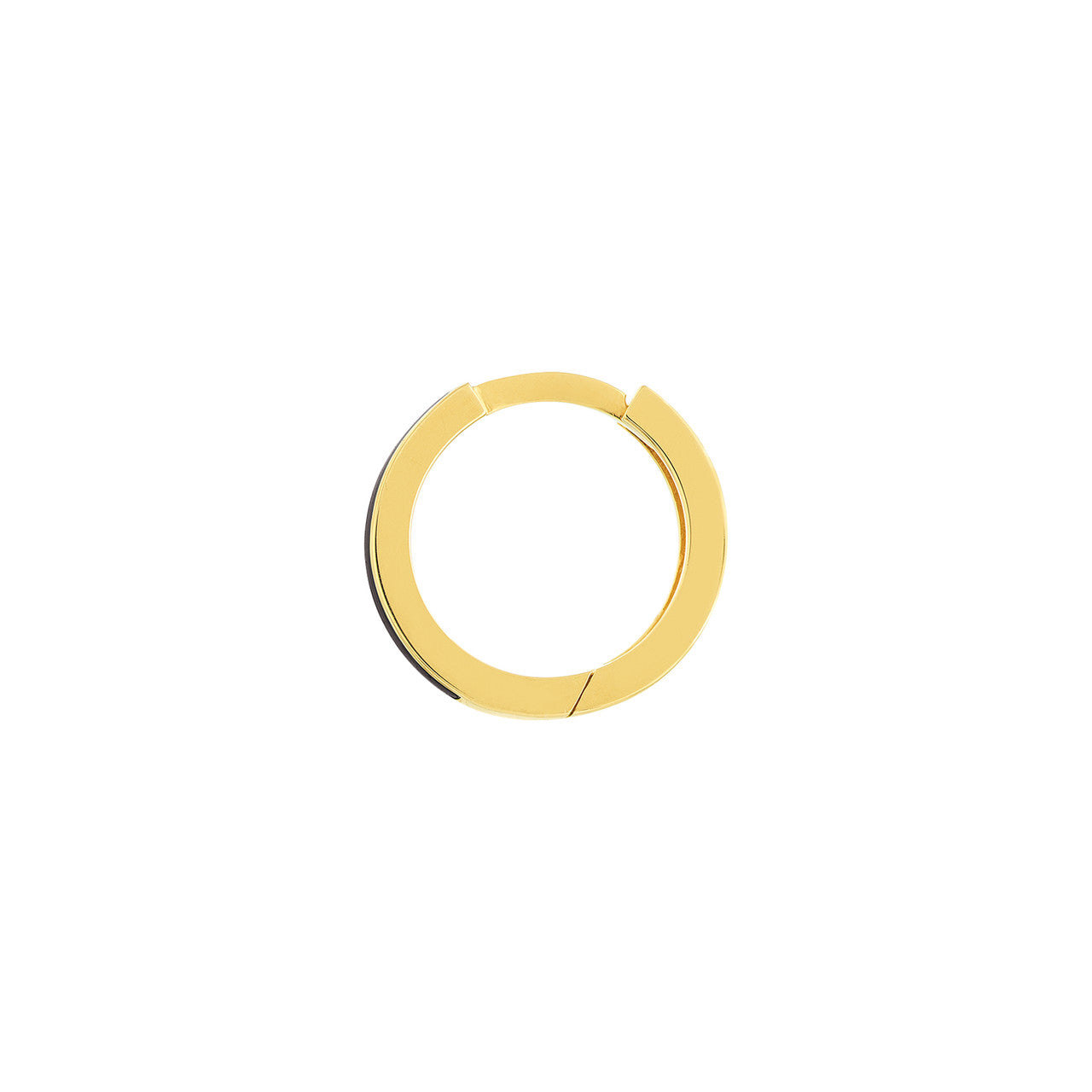 14k Gold Black Enamel Huggie Earrings
